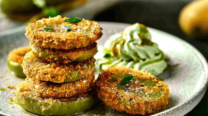 Beignets de tomates vertes et sa chantilly au wasabi