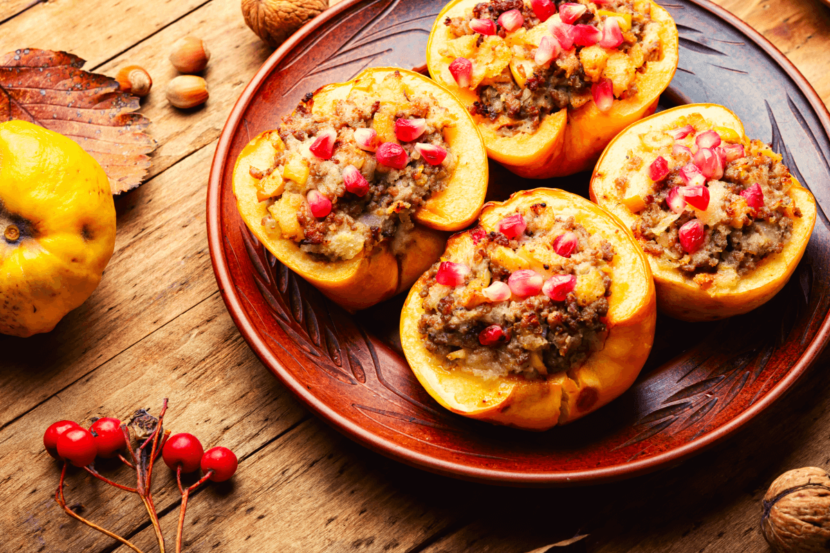 Coings farcis à l'agneau