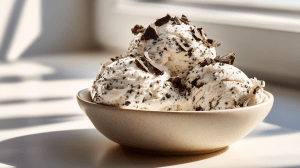 Coupe de glace stracciatella, crème glacée italienne avec des copeaux de chocolat