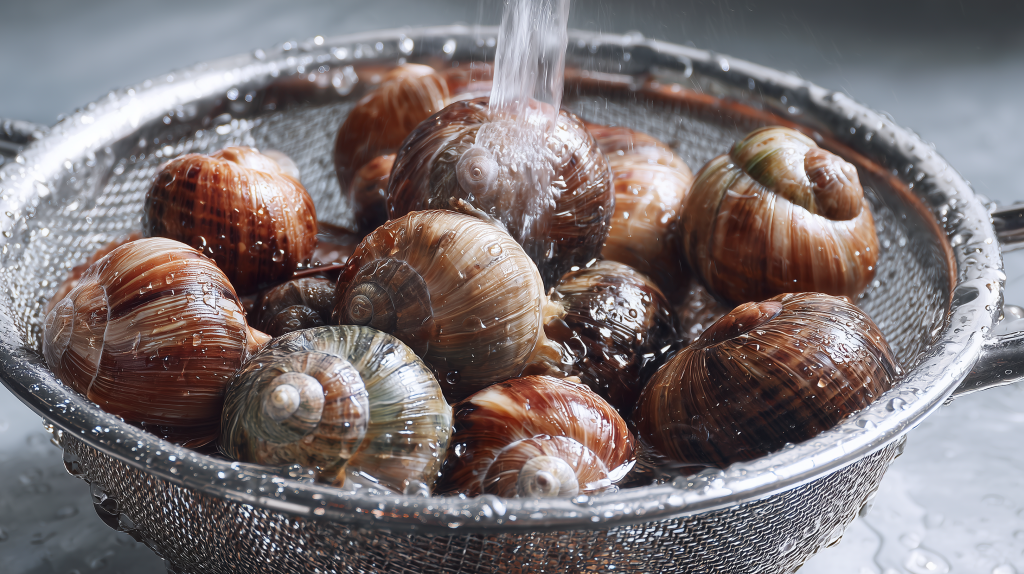 bigorneaux rincés à l'eau froide avant la cuisson