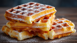 Gauffres Belges saupoudrées de sucre glace