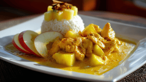 Riz casimir : riz au poulet, à la sauce curry et aux fruits exotique. Une recette sucrée-salée des années 50 étonnante.