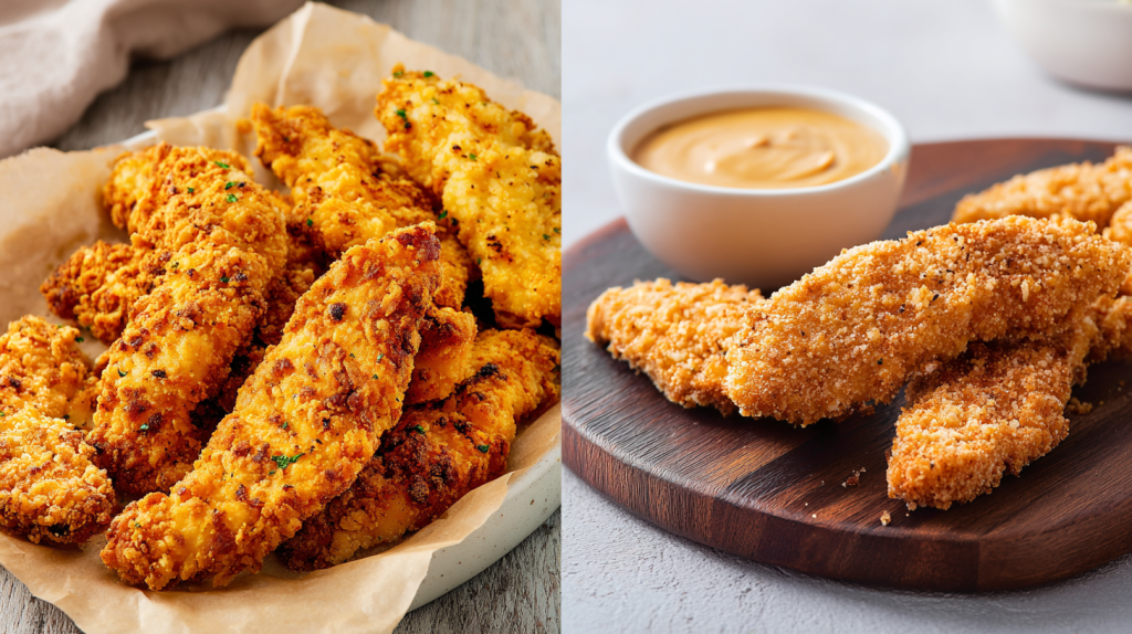 Tenders maison d'un côté, version fast food KFC de l'autre