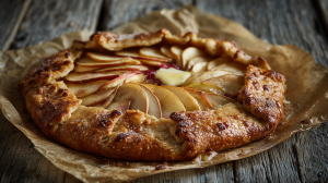Galette de pommes sur gelée de groseilles, bien dorée