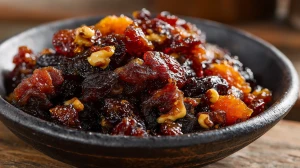 Compotée de mendiants avec des fruits secs et des noix, typique du Sud de la France, dessert provençal