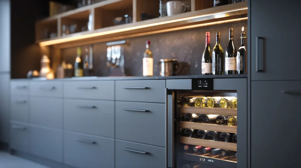 Cave à vin moderne dans une cuisine design