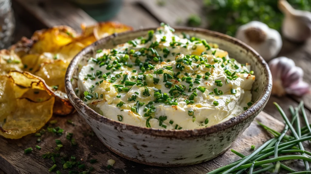 Sarasson, fromage frais typique de la Loire avec des herbes aromatiques