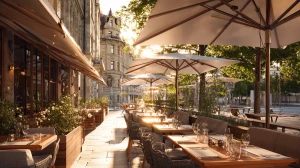 terrasse de restaurant dans les rues de Lausanne