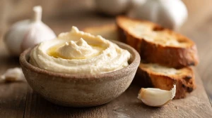 Bombe à l'ail du Tarn à base d'ail et d'amandes dans un pot