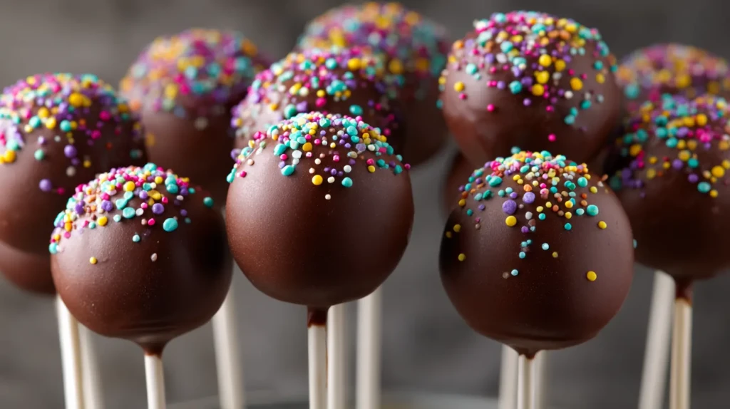 cake pops au chocolat avec des belles couleurs en décoration