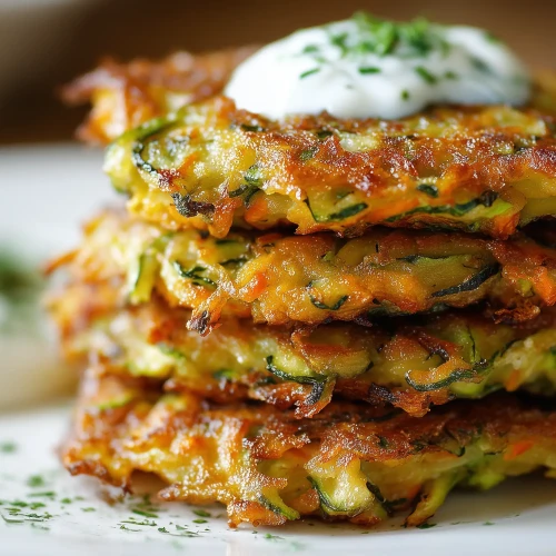 Galettes de légumes empilées avec un peu de crème par dessus