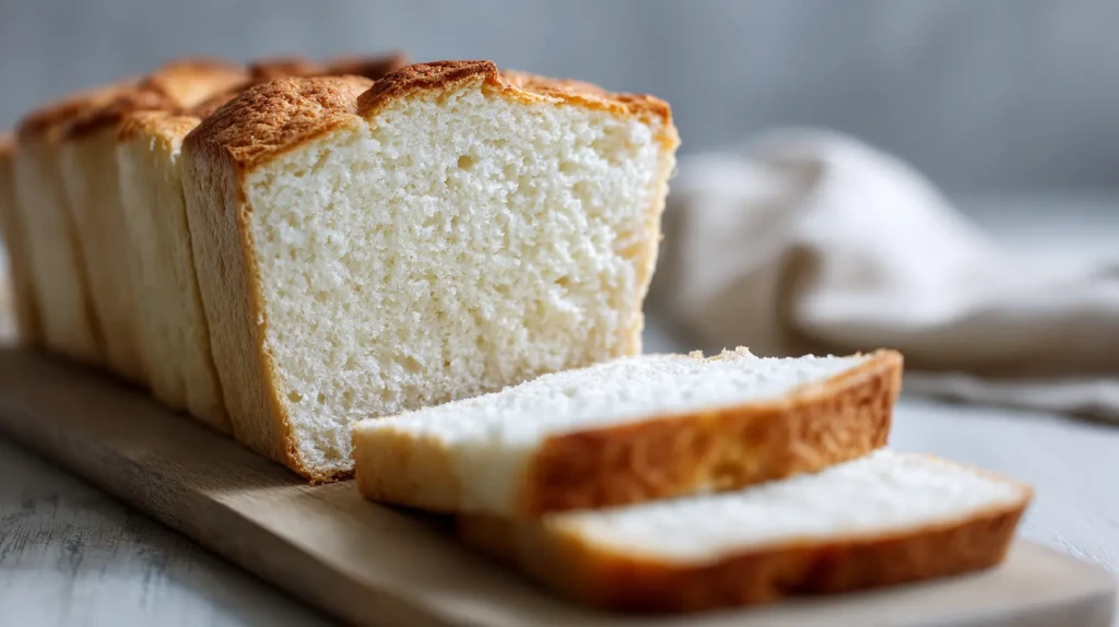 pain de mie sans gluten tranché, avec une mie bien blanche et doré sur la croute