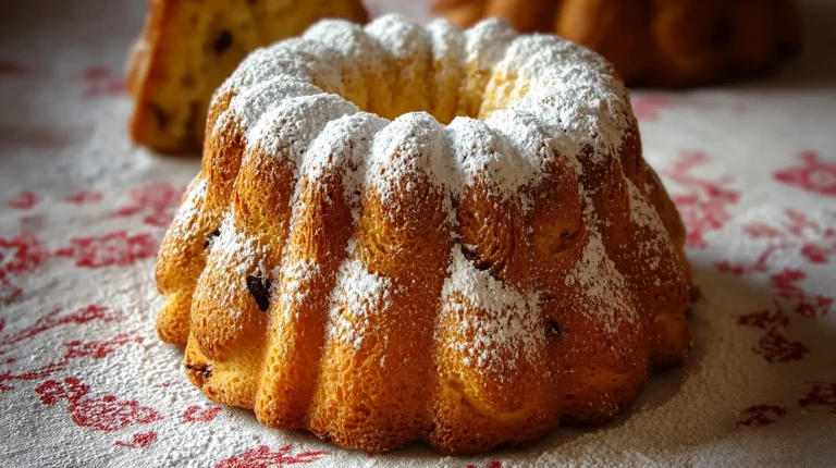Kouglof traditionnel d'Alsace saupoudré de sucre glace