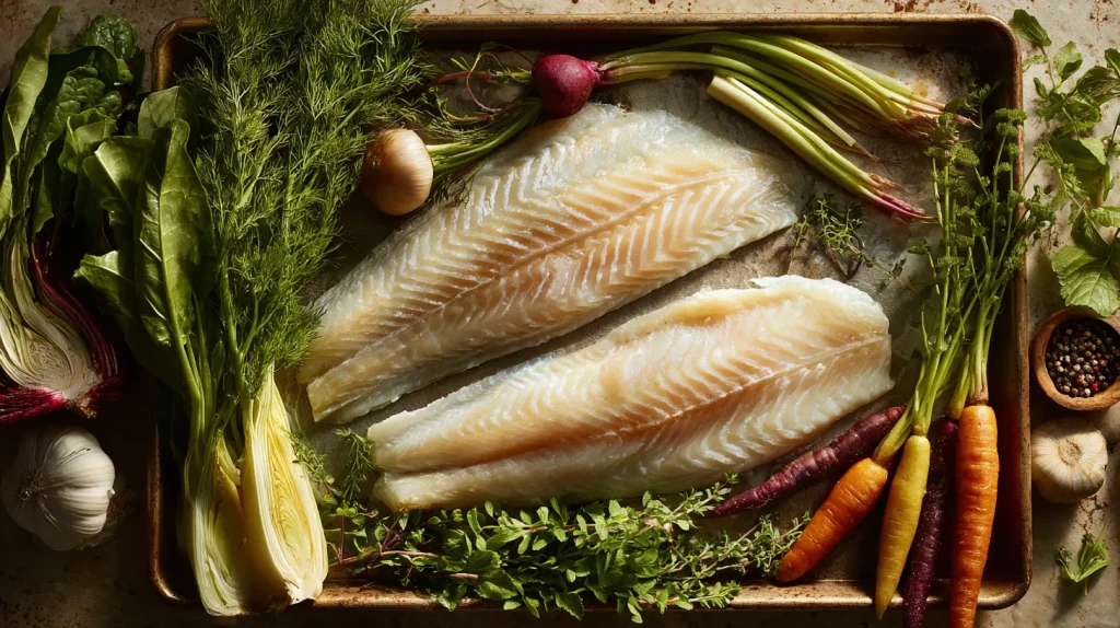 poisson cru et légumes, idéal pour le Vendredi Saint