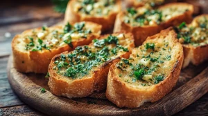 Pain à l'ail toasté avec une persillade fraiche