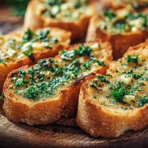 Pain à l'ail toasté avec une persillade fraiche