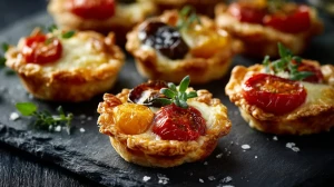 tartelettes aux tomates et au comté, idéales en entrée ou pour un apéritif orginial aux saveurs estivales