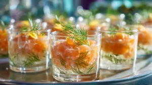 Verrines de saumon en gelée, idéales pour un apréritif élégant