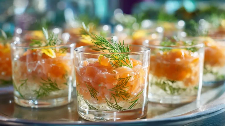 Verrines de saumon en gelée, idéales pour un apréritif élégant
