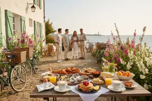Brunch à l'île de Ré tranquillement entre amis, délicieux moment de détente sucré salé